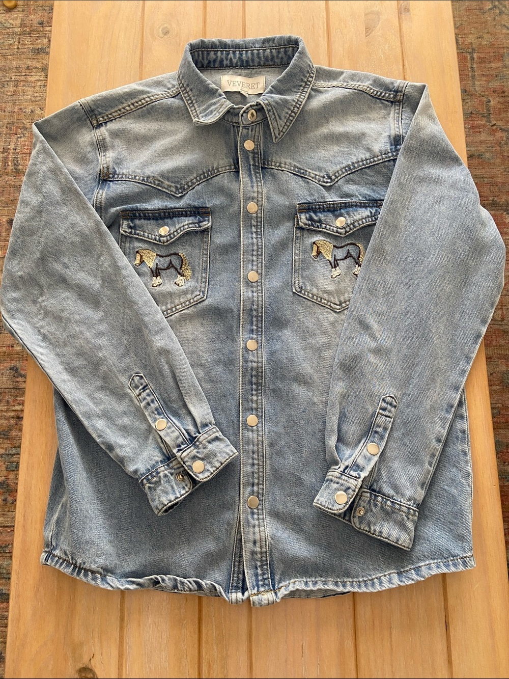 Embroidered Horse Denim Western Shirt/Shacket (never worn)